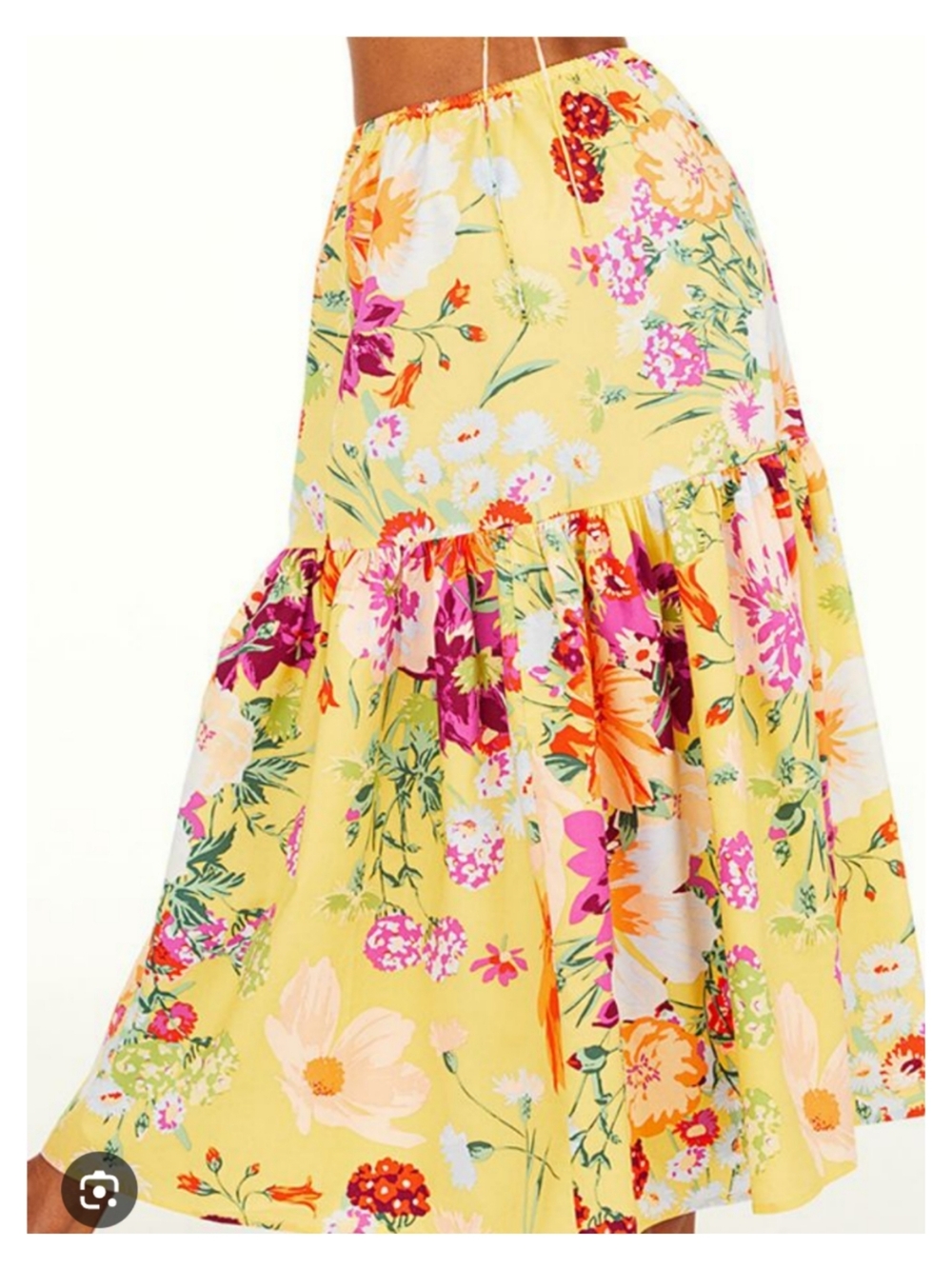 H&M Yellow Floral Tiered Maxi Skirt Size M - Picture 4 of 6